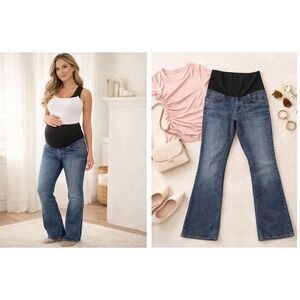 Seven For All Mankind Maternity Bootcut Jeans Size 28 Stretch Denim Belly Panel